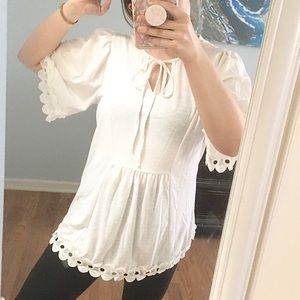 White boho flowy summer top cover up